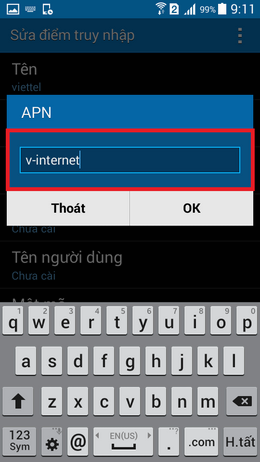 câu hình APN mạng viettel